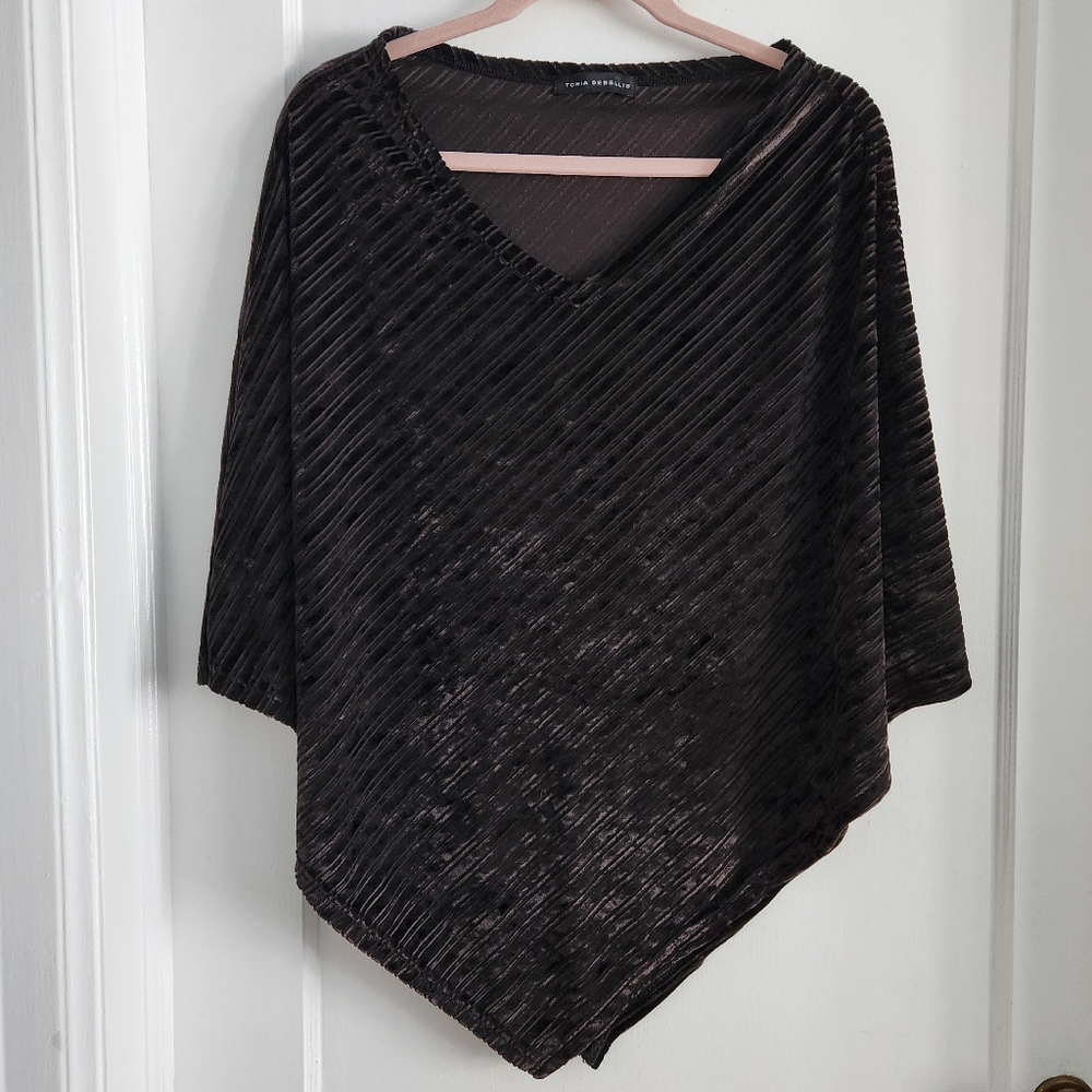 Brown Velvet Poncho From Tonia Debellis